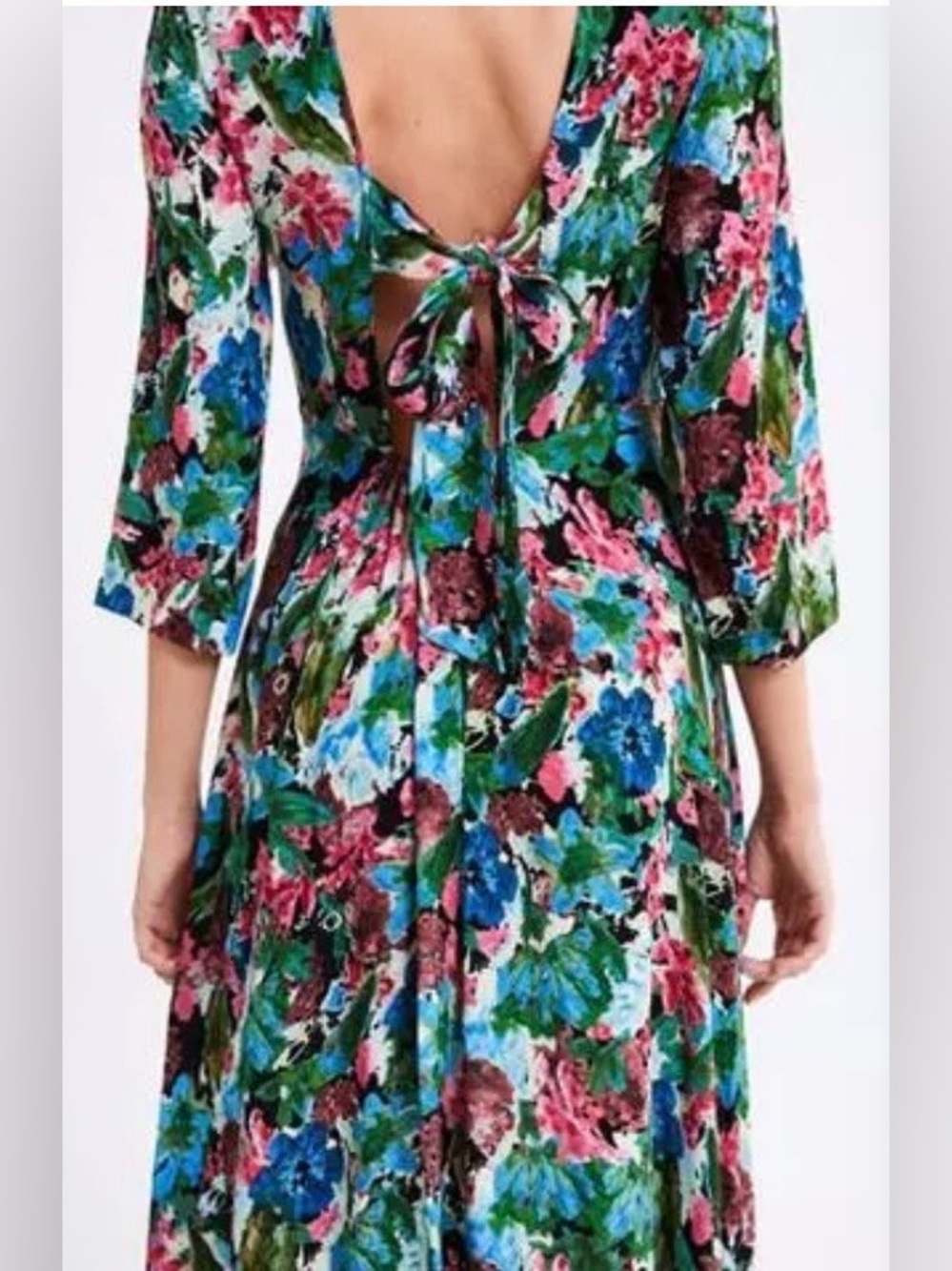 Floral 3/4 Sleeve Zara Midi Dress